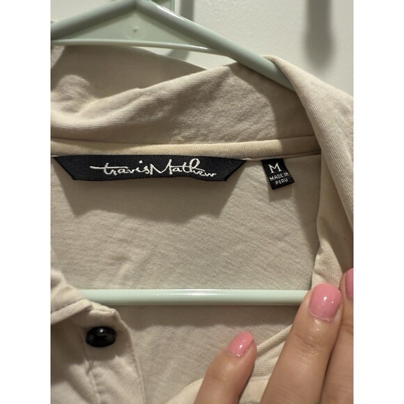 Travis Mathew Pocket Polo Shirt Golf Cotton Cream Medium M - Picture 3 of 5